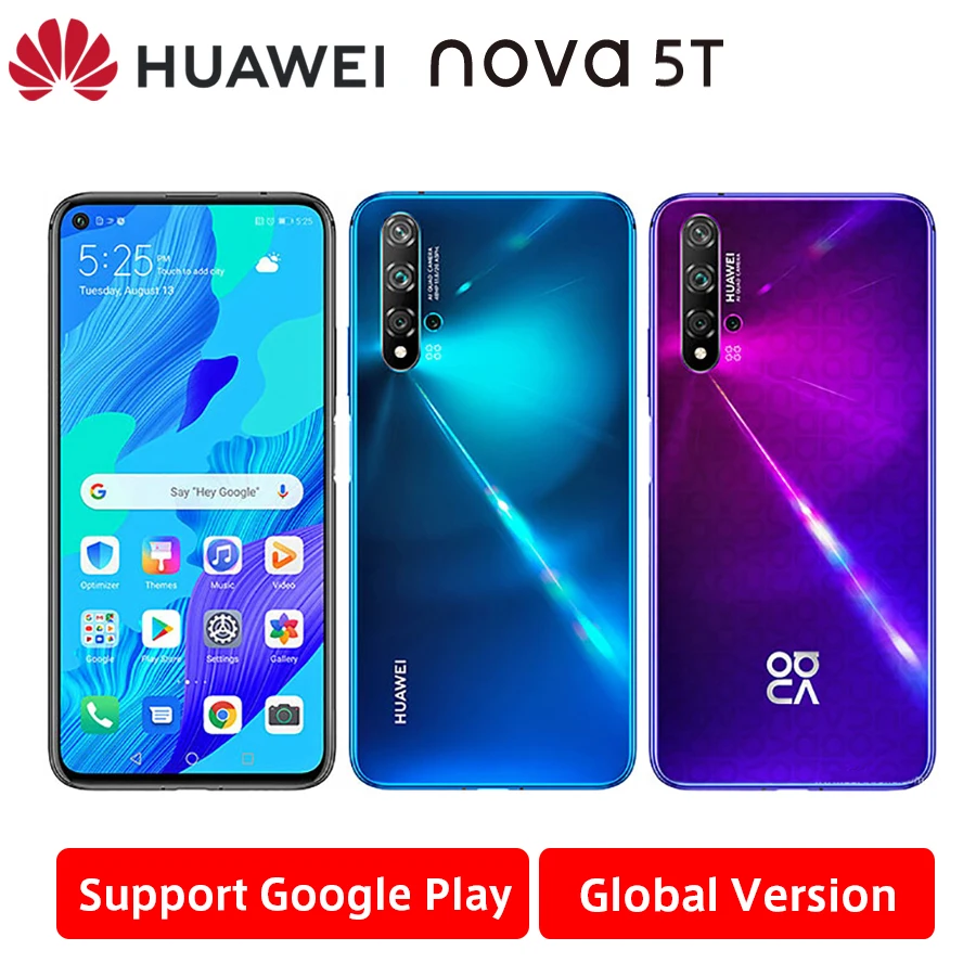 Глобальная версия Huawei Nova/5T LTE мобильный телефон 6 26 "8GB RAM 128GB ROM Kirin 980 48MP камера