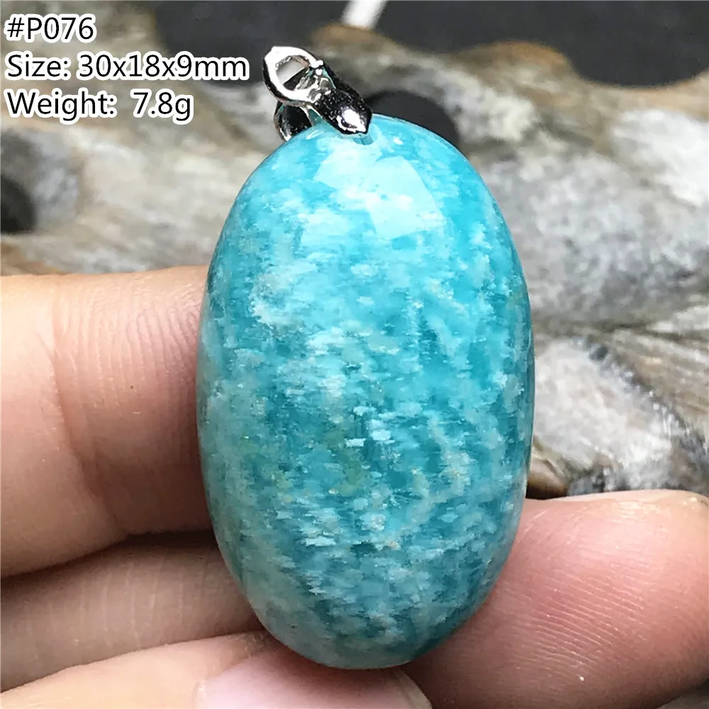

Natural Amazonite Pendant Jewelry For Women Men Healing Luck Gift 30x18x9mm Beads Silver Crystal Stone Wealth Gemstone AAAAA