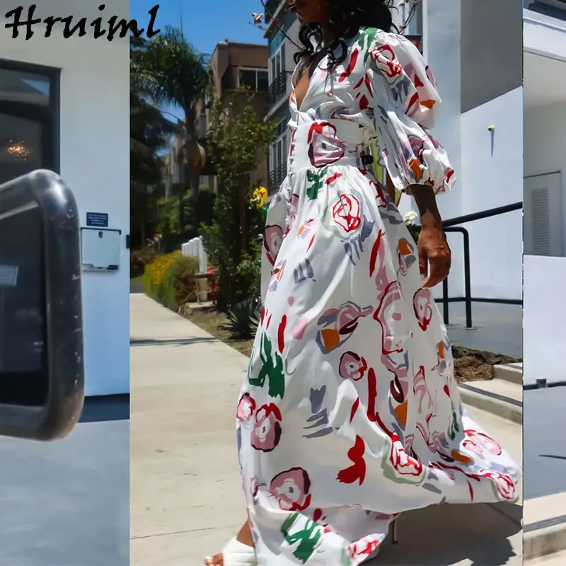 Dress Women Summer Long Sleeve V Neck Button Design A Line Printed Beach Dress for Women Holiday Hem Split Elegance Party Dress
Dress Women Summer Long Sleeve V Neck Button Design A Line Printed Beach Dress for Women Holiday Hem Split Elegance Party Dress