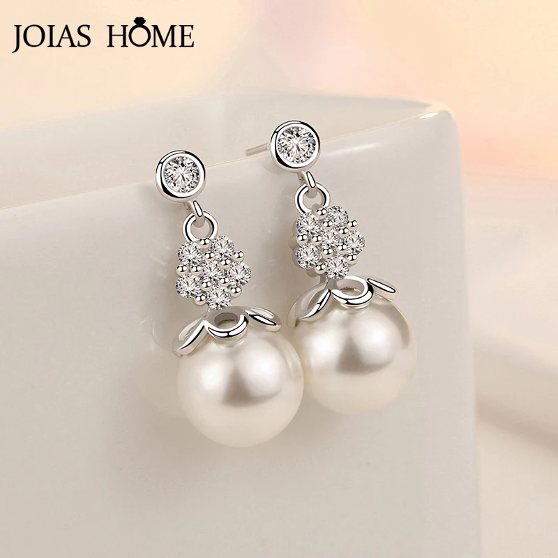 Joiashome 925 sterling silver earrings with natural freshwater pearl zircon drop earrings fine jewelry for female wedding party
Joiashome 925 sterling silver earrings with natural freshwater pearl zircon drop earrings fine jewelry for female wedding party