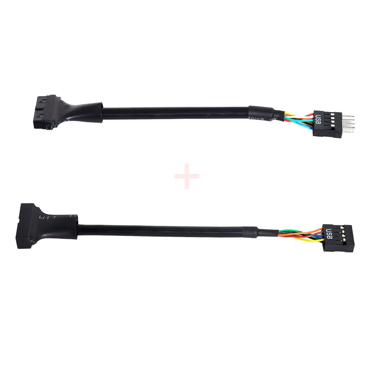 

CY 2pcs USB 2.0 9Pin to USB 3.0 20pin Housing Header Female Cable Reversible for Motherboard