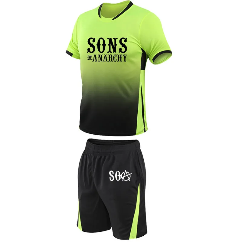 100% cotton Men's T-shirt SOA Sons of anarchy SONS print Gradient contrast Men's sports suitT-shirt+shortshigh quality set
100% cotton Men's T-shirt SOA Sons of anarchy SONS print Gradient contrast Men's sports suitT-shirt+shortshigh quality set