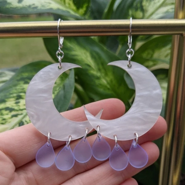 Crescent Moon Earrings with Drops,Pagan Jewelry, Witchy Jewelry, Statement Earrings
Crescent Moon Earrings with Drops,Pagan Jewelry, Witchy Jewelry, Statement Earrings