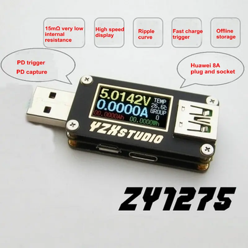 YZXstudio ZY1276 Blue Table ZY1270 Color Table USB PD TC Voltage Current Capacity Tester
YZXstudio ZY1276 Blue Table ZY1270 Color Table USB PD TC Voltage Current Capacity Tester