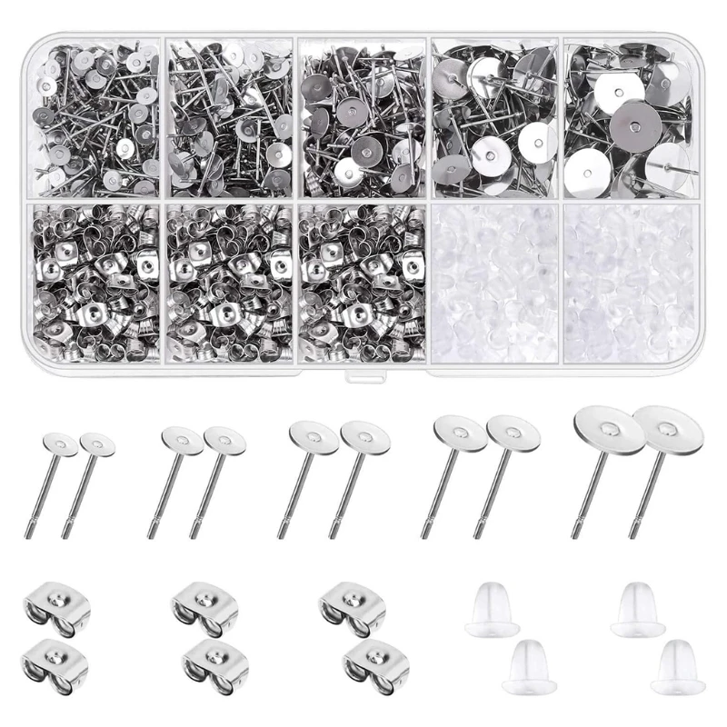 1800Pcs/Box Earring Making Supplies with Alloy Earring Posts Earring Backs for DIY Jewelry Studs Earrings
1800Pcs/Box Earring Making Supplies with Alloy Earring Posts Earring Backs for DIY Jewelry Studs Earrings