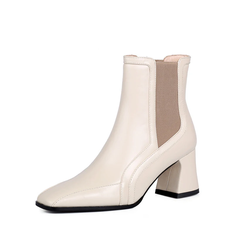 FOREADA Natural Genuine Leather Chelsea Boots Woman High Heel Ankle Boots Block Heel Short Boots Square Toe Lady Shoes White 40
FOREADA Natural Genuine Leather Chelsea Boots Woman High Heel Ankle Boots Block Heel Short Boots Square Toe Lady Shoes White 40