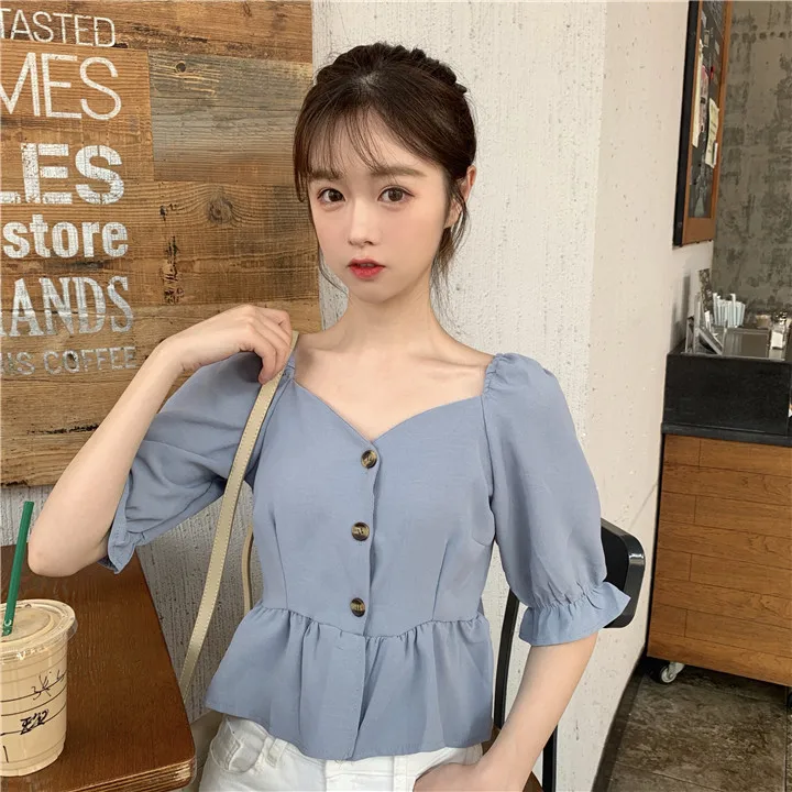 Women Blouses Sweet Style Summer Square Collar Ladies Crop Top Korean Fashion Clothes Female Shirts 2021 Blusas Mujer De Moda
Women Blouses Sweet Style Summer Square Collar Ladies Crop Top Korean Fashion Clothes Female Shirts 2021 Blusas Mujer De Moda