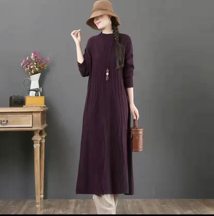 LARCI 2021 Autumn and Winter Long Sweater Dress Women 's Loose Belly Covering Versatile Long Sleeve Knitted Dress
LARCI 2021 Autumn and Winter Long Sweater Dress Women 's Loose Belly Covering Versatile Long Sleeve Knitted Dress
