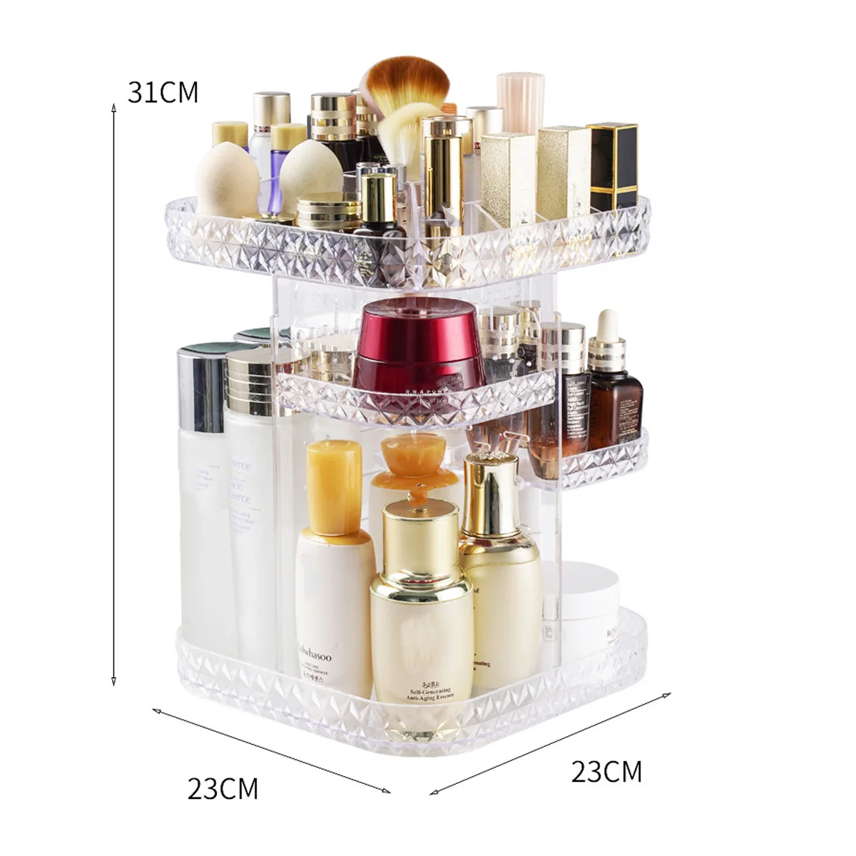 23x23x31cm Women Transparent Makeup Organizer Makeup Storage 360 Rotating Large Capacity Removable Storage Box
23x23x31cm Women Transparent Makeup Organizer Makeup Storage 360 Rotating Large Capacity Removable Storage Box