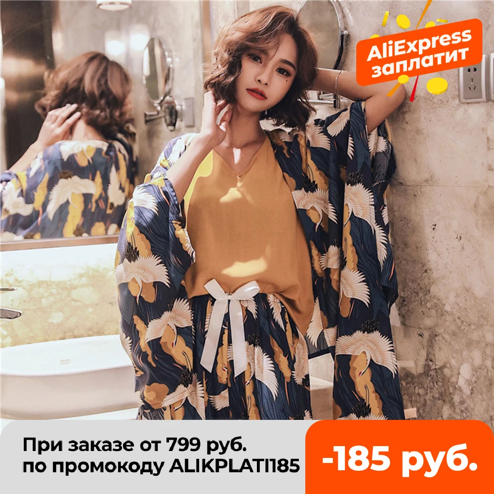 Комплект женский из 4 предметов, мягкая Пижама с цветочным принтом и шорты, ночная рубашка для отдыха, осень-лето 
Комплект женский из 4 предметов, мягкая Пижама с цветочным принтом и шорты, ночная рубашка для отдыха, осень-лето