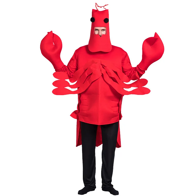 

Halloween Red Lobster Costume Shrimp Hat Adult Crayfish Crab Costume Masquerade Fancy Dress Props Carnival Party New Year Gift