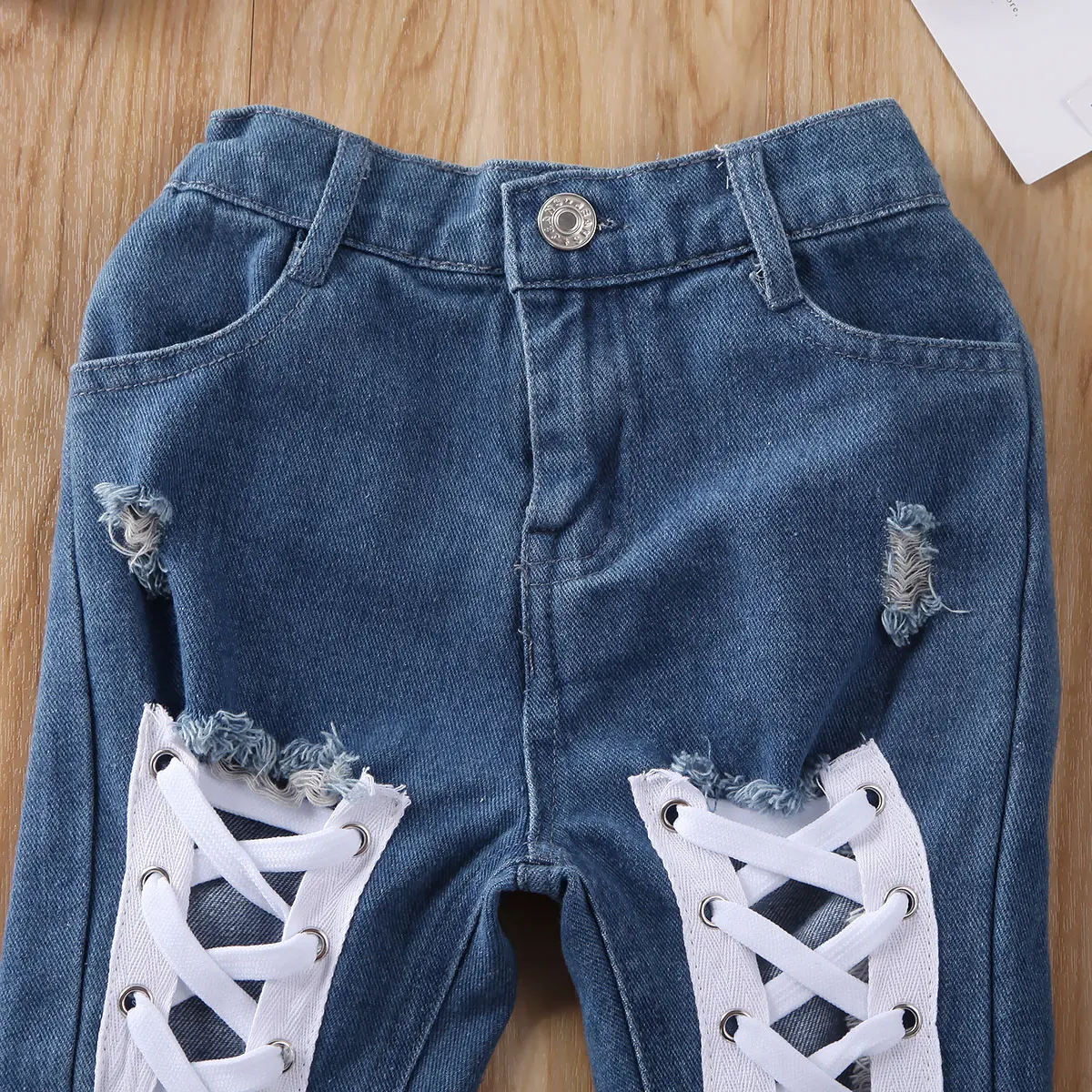 Kids Girls Clothes Striped Flower Off Shoulder Blouse Tops +Hole Denim Trousers 2PCS Outfits Set
Kids Girls Clothes Striped Flower Off Shoulder Blouse Tops +Hole Denim Trousers 2PCS Outfits Set