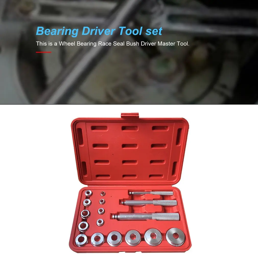 17PCS Wheel Bearing Race Seal Bush Driver Master Tool Aluminum Axle Auto Set Car Repairing Tools with storage box 
17PCS Wheel Bearing Race Seal Bush Driver Master Tool Aluminum Axle Auto Set Car Repairing Tools with storage box
