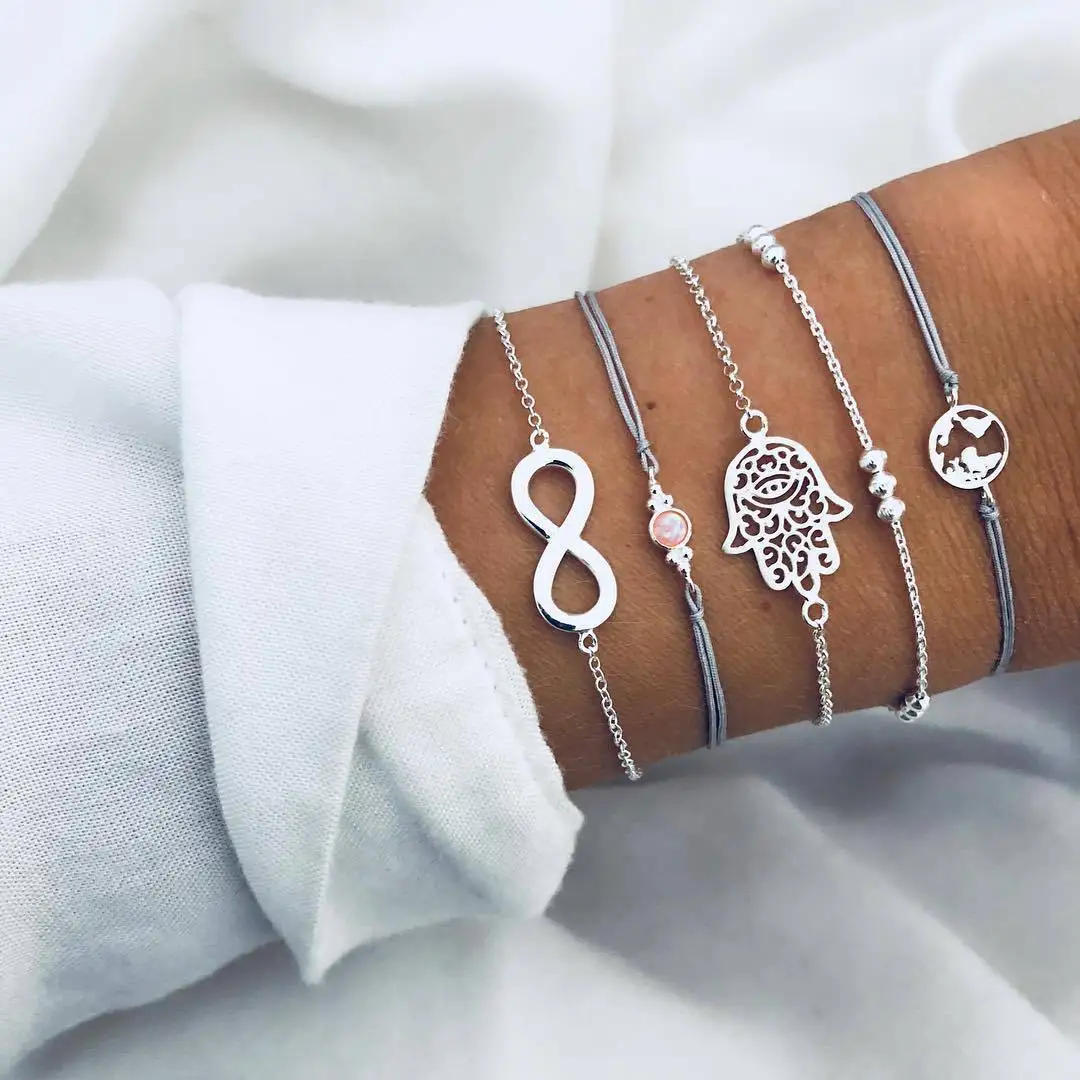 European and American creative new figure opal beads chain palm 8-character five-piece bracelet for men and women
European and American creative new figure opal beads chain palm 8-character five-piece bracelet for men and women