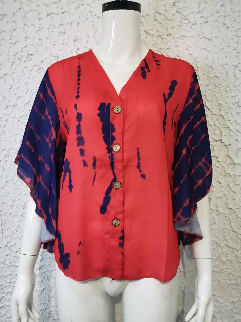 Women Batwing Sleeve Blouses Shirts Summer Tie-Dye Striped Print Loose Buttoned Blouse Female Casual V-Neck Half Sleeve Tops
Women Batwing Sleeve Blouses Shirts Summer Tie-Dye Striped Print Loose Buttoned Blouse Female Casual V-Neck Half Sleeve Tops