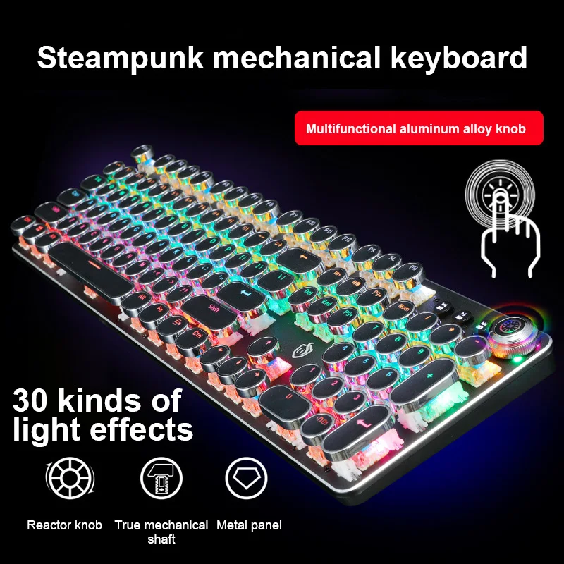 

Новый 104 ключи 36 Цвет световой игровая механическая клавиатура Ретро клавиши с подсветкой Проводная компьютерная периферия для настольног...
