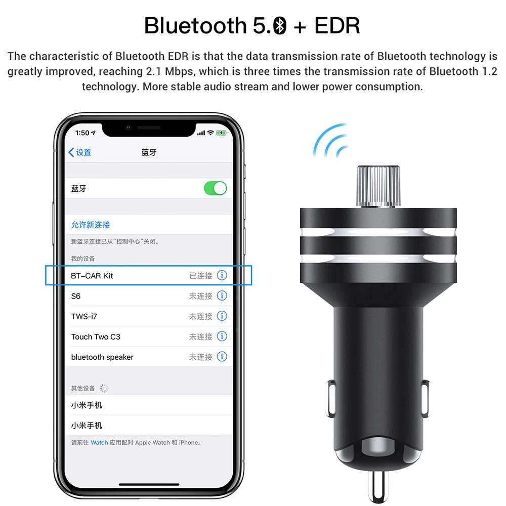 Автомобильное зарядное устройство TOPK Quick Charge 3 0 с двумя USB-портами и поддержкой