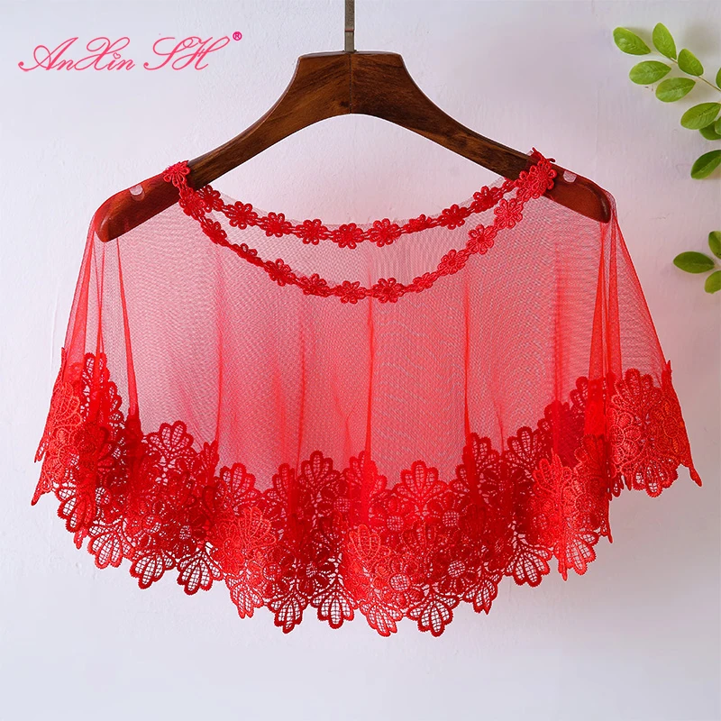 AnXin SH red lace Bridal Wrap wedding Wraps Vintage batwing sleeve white o neck flower lace pearls black bride Wedding shawl
AnXin SH red lace Bridal Wrap wedding Wraps Vintage batwing sleeve white o neck flower lace pearls black bride Wedding shawl