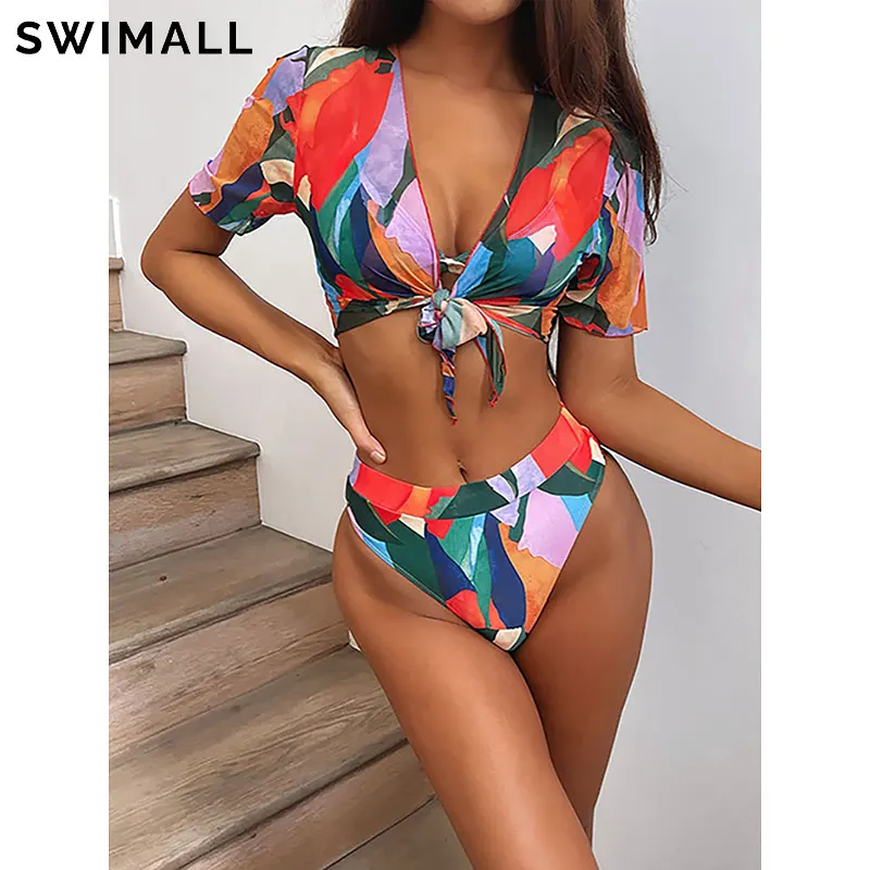 New Sexy High Waist Bikini Women Swimwear Knot Three Piece Swimwear Female Short Sleeve Bathing Suit Beach Wear Beather Summer
New Sexy High Waist Bikini Women Swimwear Knot Three Piece Swimwear Female Short Sleeve Bathing Suit Beach Wear Beather Summer