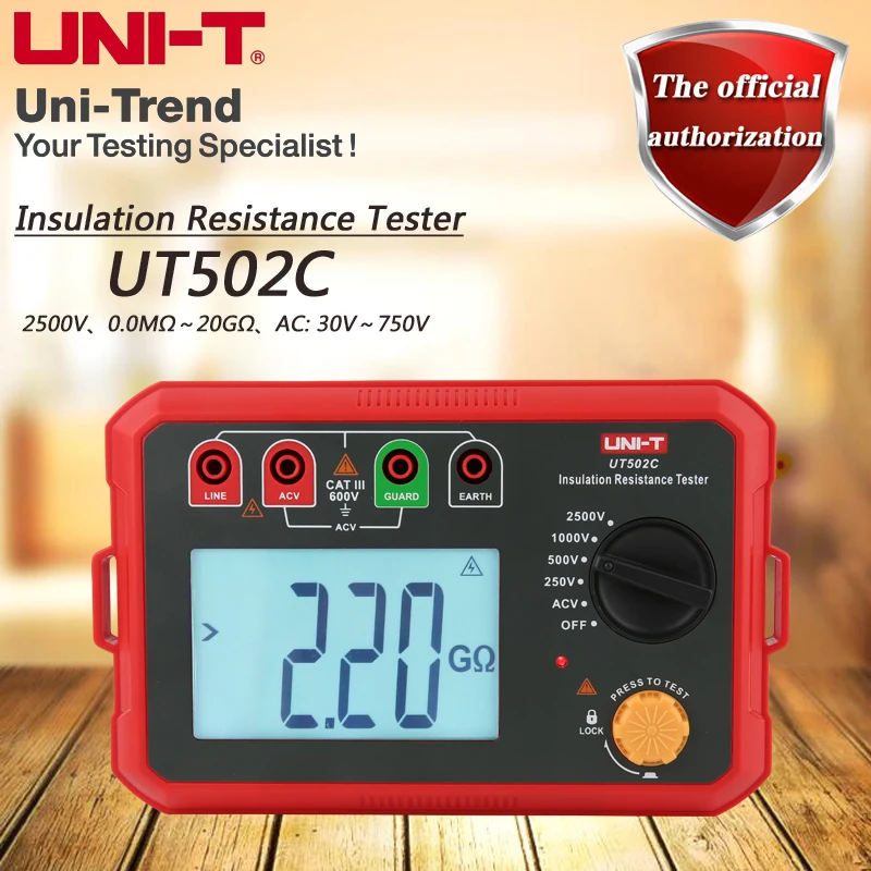UNI-T UT502C тестер сопротивления изоляции/2500 В 20 Ом Цифровой мегомметр/тестер