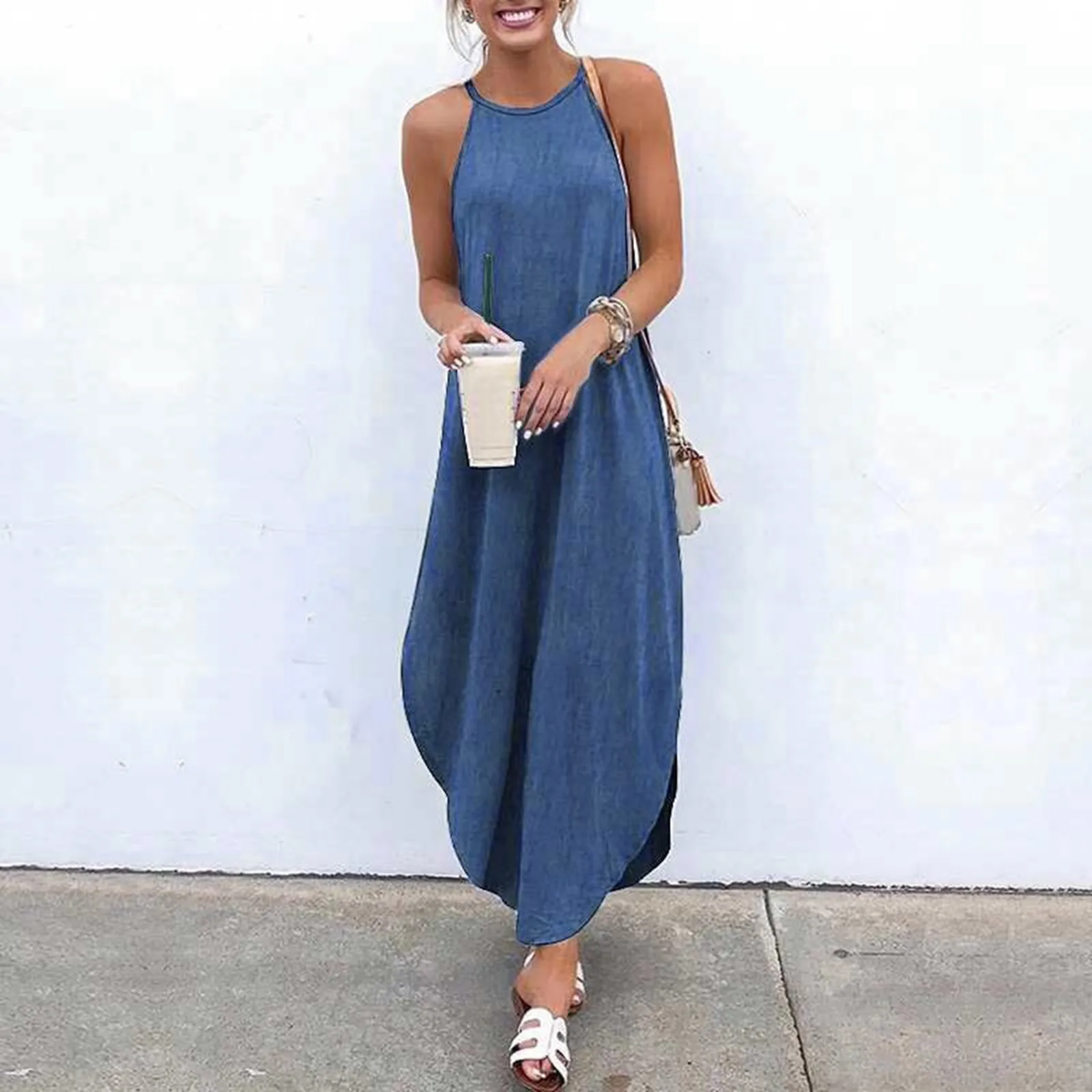 Fashion Women's Loose Plus Size Denim Sleeveless Solid Color Vest Long Dress 2021 New Fashionable Hot Summer Dresses For Women
Fashion Women's Loose Plus Size Denim Sleeveless Solid Color Vest Long Dress 2021 New Fashionable Hot Summer Dresses For Women