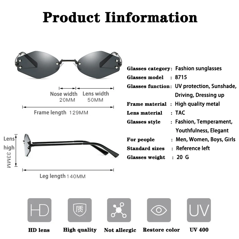 Fashion Frameless Eyeglasses Retro Punk Style Trend Accessories sunglasses women polarized High Definition Lens Cute okulary S4
Fashion Frameless Eyeglasses Retro Punk Style Trend Accessories sunglasses women polarized High Definition Lens Cute okulary S4