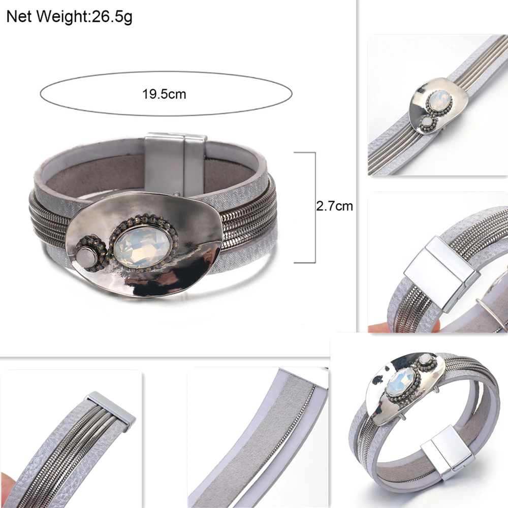 ALLYES Smooth Surface Metal Charms Crystal Leather Bracelets for Women Multilayer Chain Wrap Bracelet Jewelry
ALLYES Smooth Surface Metal Charms Crystal Leather Bracelets for Women Multilayer Chain Wrap Bracelet Jewelry
