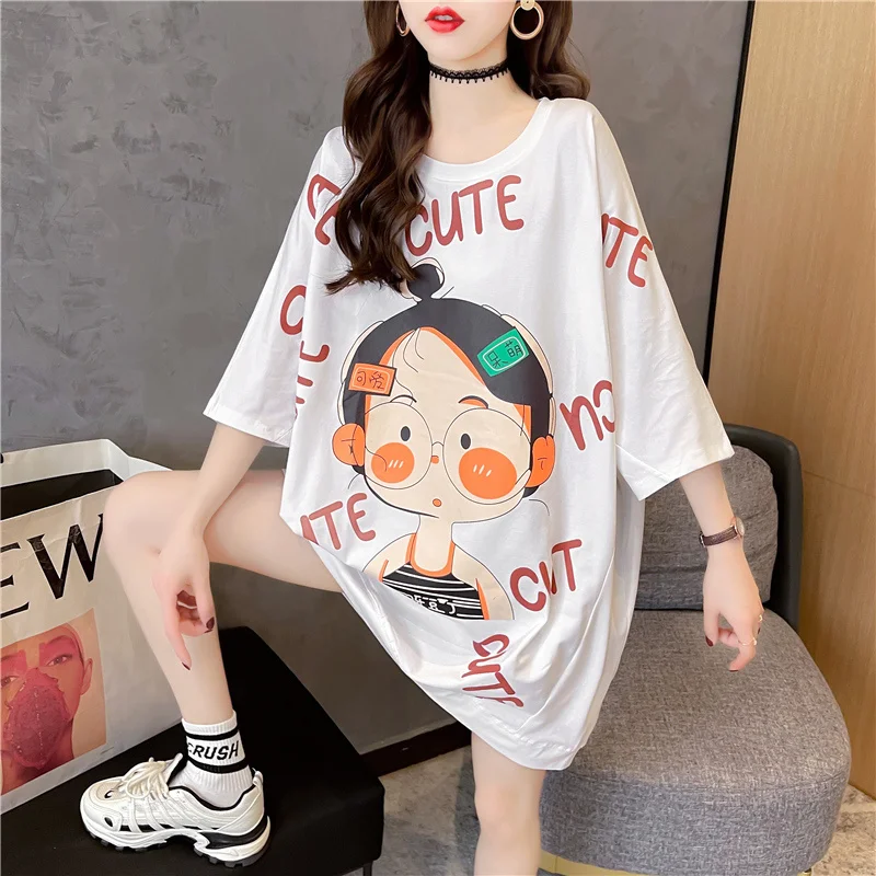 XUXI Cartoon Printing Short-sleeved T-shirt Women Cover Belly To Show Thin And Big Size Fashion Short Sleeve TShirt E2431
XUXI Cartoon Printing Short-sleeved T-shirt Women Cover Belly To Show Thin And Big Size Fashion Short Sleeve TShirt E2431