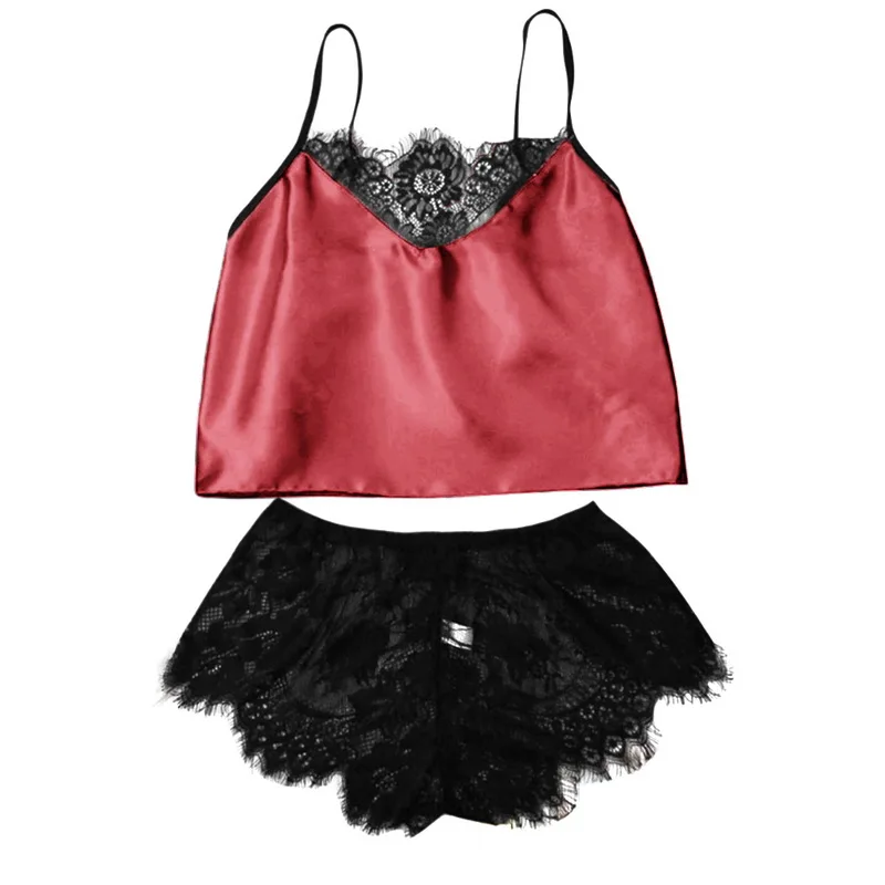 Women's Pajamas Set Sexy Satin Sling Pajamas Lace Nightdress Hot Sale Fashion Comfort High-end Set 
Women's Pajamas Set Sexy Satin Sling Pajamas Lace Nightdress Hot Sale Fashion Comfort High-end Set