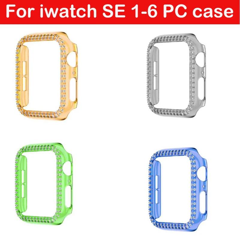 Шикарный бриллиантовый чехол для девочек Apple watch band 3 2 1 38 42 мм iwatch SE бампер серии 6 5