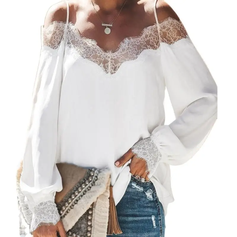 Fashion Lace Patchwork Women Long Sleeve Blouse Sexy Spaghetti Straps Off Shoulder Shirts Casual Tops
Fashion Lace Patchwork Women Long Sleeve Blouse Sexy Spaghetti Straps Off Shoulder Shirts Casual Tops