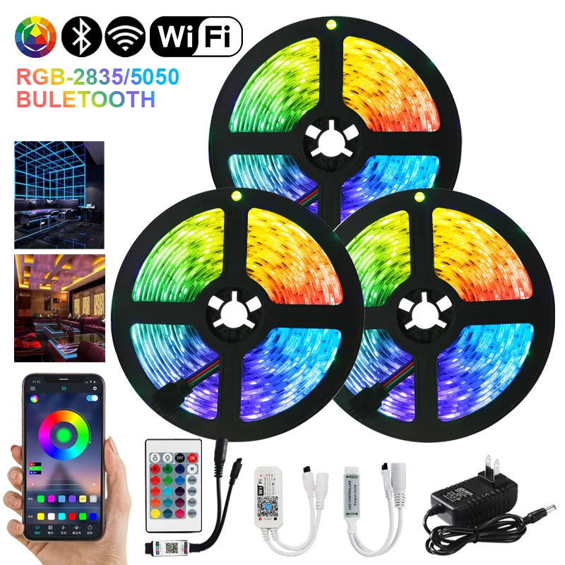 Wifi Tape Diode Bedroom Decoration luces Waterproof Flexible Ribbon Led Light Bluetooth RGB LED Strip Lights 5050 DC 12V 2835SMD
Wifi Tape Diode Bedroom Decoration luces Waterproof Flexible Ribbon Led Light Bluetooth RGB LED Strip Lights 5050 DC 12V 2835SMD