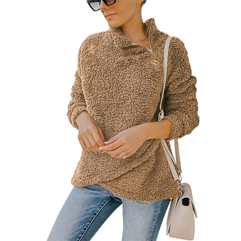 Winter Women Hoodies Simple Style Plush Pullover Solid Color Round Collar Long Sleeve Loose Tops Lamb Wool Sweater Zipper Top
Winter Women Hoodies Simple Style Plush Pullover Solid Color Round Collar Long Sleeve Loose Tops Lamb Wool Sweater Zipper Top