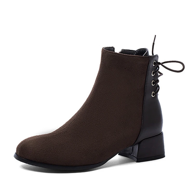 ANNYMOLI Ankle Boots Med Heel Woman Boots Cross Tied Thick Heel Short Boots Zip Female Shoes Autumn Winter Black Large Size 46
ANNYMOLI Ankle Boots Med Heel Woman Boots Cross Tied Thick Heel Short Boots Zip Female Shoes Autumn Winter Black Large Size 46