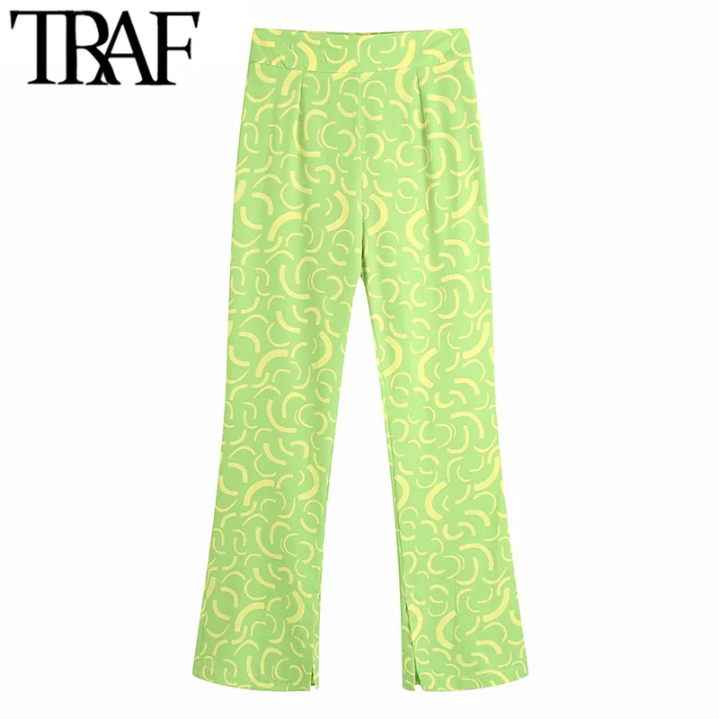 TRAF Women Fashion Printed Slit Hem Flare Pants Vintage High Waist Side Zipper Female Trousers Mujer
TRAF Women Fashion Printed Slit Hem Flare Pants Vintage High Waist Side Zipper Female Trousers Mujer
