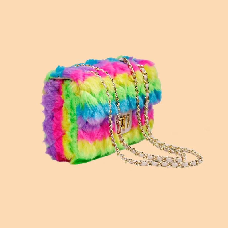Candy Rainbow Crossbody Bags Fluff for Women Brand Designer Ladies Shoulder Bag Chain Cute Fashion Plush Female Purses Handbag
Candy Rainbow Crossbody Bags Fluff for Women Brand Designer Ladies Shoulder Bag Chain Cute Fashion Plush Female Purses Handbag