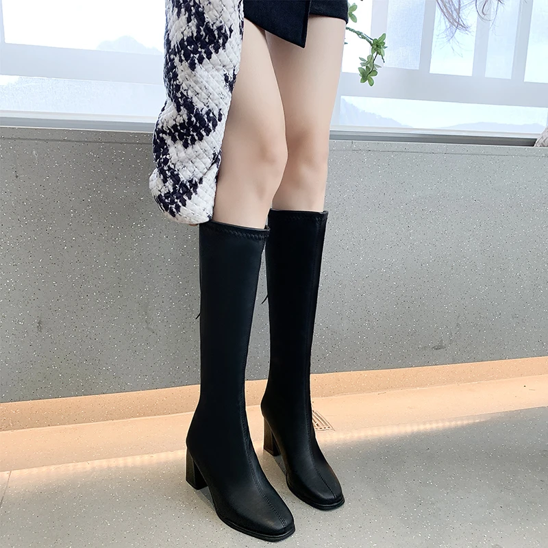 Fashion Women's High Boots Solid Color Square Toe Zipper Women's Boots Stitching High Heel Women's Boots Non-slip Women's Boots
Fashion Women's High Boots Solid Color Square Toe Zipper Women's Boots Stitching High Heel Women's Boots Non-slip Women's Boots