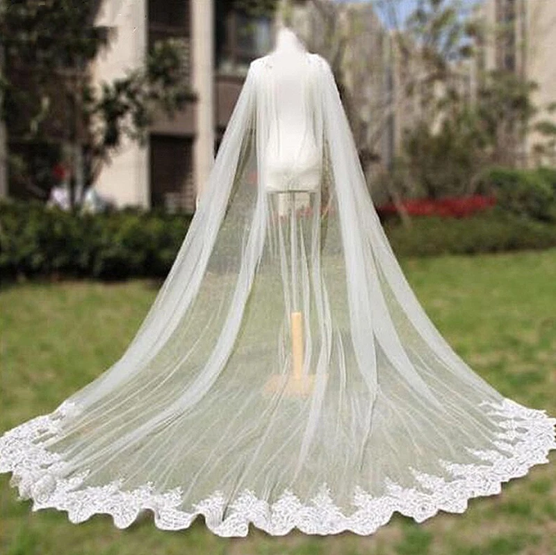 Фото Свадебная вуаль длиной 2022 накидка для невесты кружевная Длинная свадебная