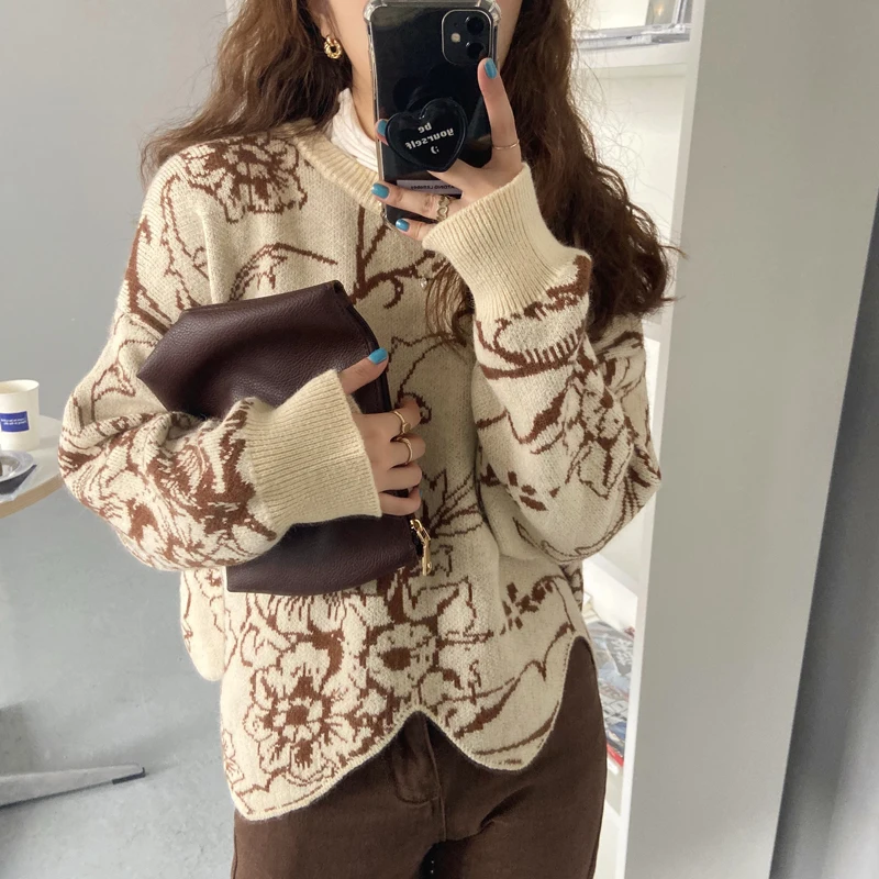 Irregular Fashion Retro O-Neck Knitwear Floral Printing Sweater 2020 Soft Korean Pullovers Top
Irregular Fashion Retro O-Neck Knitwear Floral Printing Sweater 2020 Soft Korean Pullovers Top