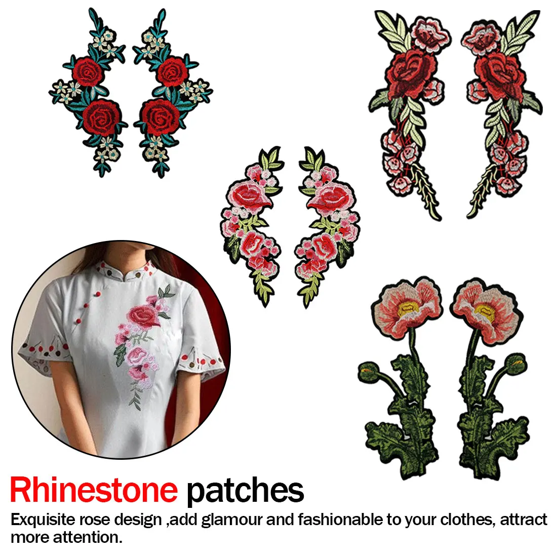 Embroidery Rose Flower Patch Applique 2pcs/Set DIY Crafts Stiker for Jeans Hat Bag Clothes Accessories Badges(Sew On or Iron On)
Embroidery Rose Flower Patch Applique 2pcs/Set DIY Crafts Stiker for Jeans Hat Bag Clothes Accessories Badges(Sew On or Iron On)