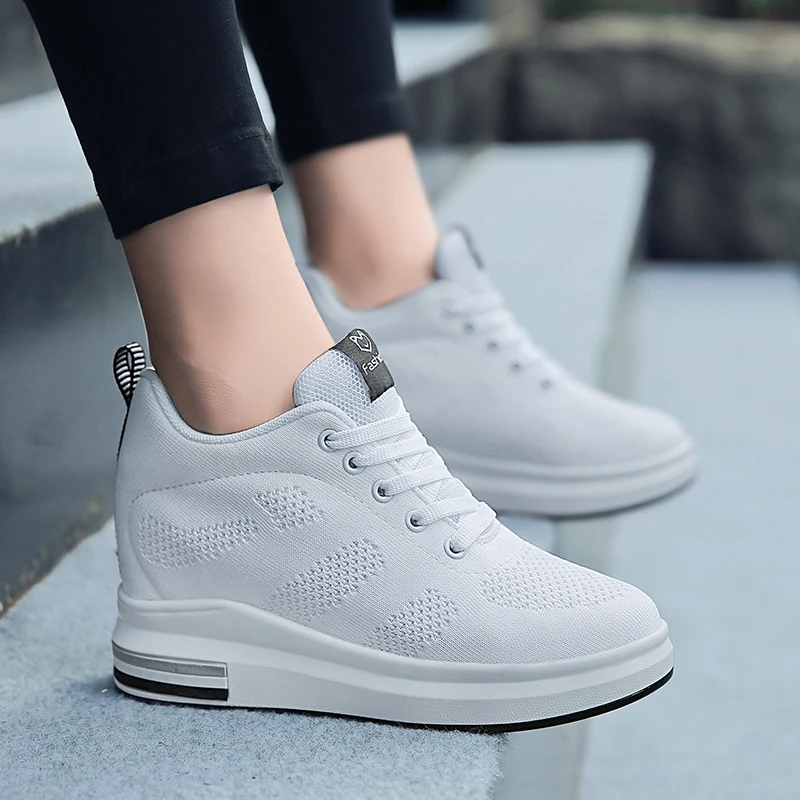 Hide Heel Women Fashion Sneakers Flying Knitting Wedge Casual Shoes Woman Air Mesh Breathable Autumn High Top Ladies Shoes SH3
Hide Heel Women Fashion Sneakers Flying Knitting Wedge Casual Shoes Woman Air Mesh Breathable Autumn High Top Ladies Shoes SH3
