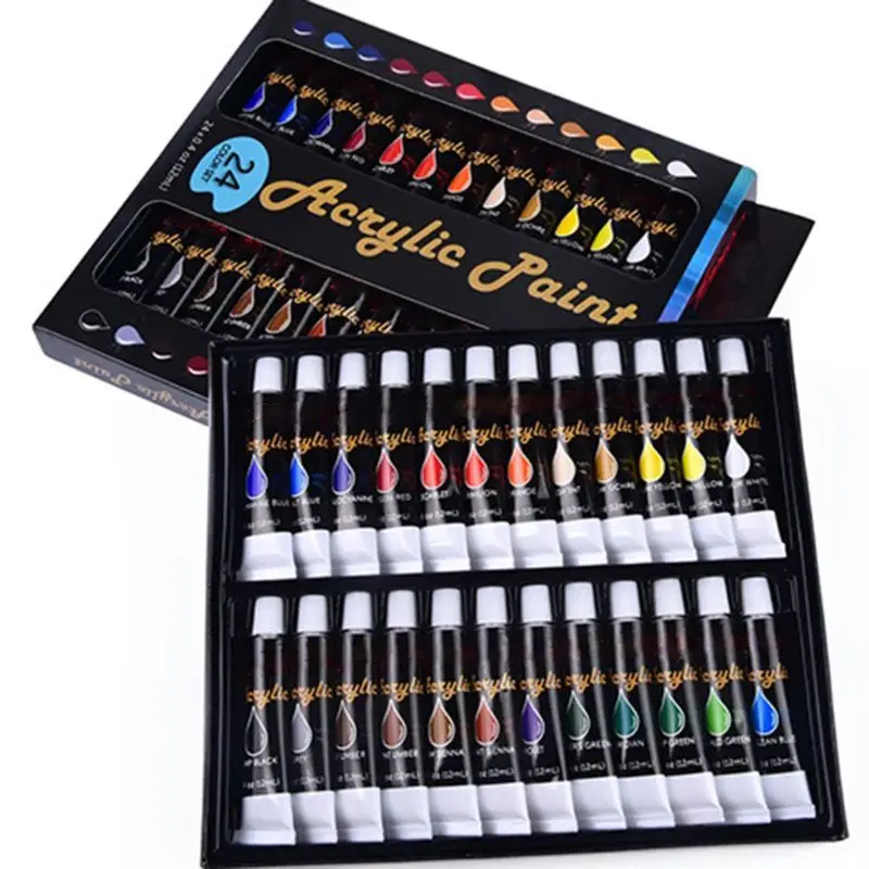 12ml 24 Colors Professional Acrylic Paint Drawing Painting Pigment Water Resistant for Kids DIY Artist
12ml 24 Colors Professional Acrylic Paint Drawing Painting Pigment Water Resistant for Kids DIY Artist