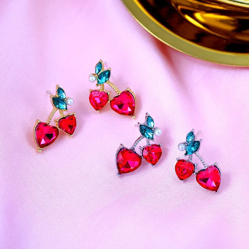 Flatfoosie Fashion Cute Cherry Crystal Stud Earrings For Women Gold Silver Color Imitation Pearls Fruit Earrings Sweet Jewelry
Flatfoosie Fashion Cute Cherry Crystal Stud Earrings For Women Gold Silver Color Imitation Pearls Fruit Earrings Sweet Jewelry