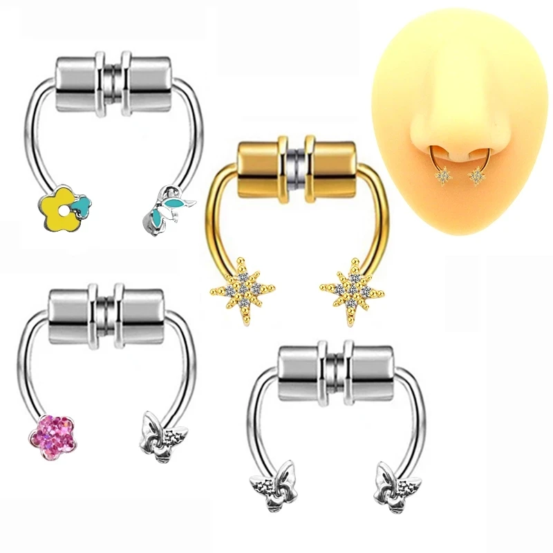 Faux Piercing Jewelry magnet nose cuffs Hoop nose clip non piercing butterfly and flower faux nose rings for fake nose piercing
Faux Piercing Jewelry magnet nose cuffs Hoop nose clip non piercing butterfly and flower faux nose rings for fake nose piercing