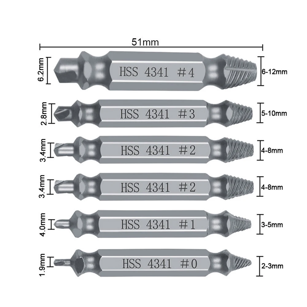 3/4/5/6Pcs Damaged Screw Extractor Drill Bit Double Side Drill Out Broken Screw Bolt Remover Extractor Tool Easily Take Out Tool
3/4/5/6Pcs Damaged Screw Extractor Drill Bit Double Side Drill Out Broken Screw Bolt Remover Extractor Tool Easily Take Out Tool