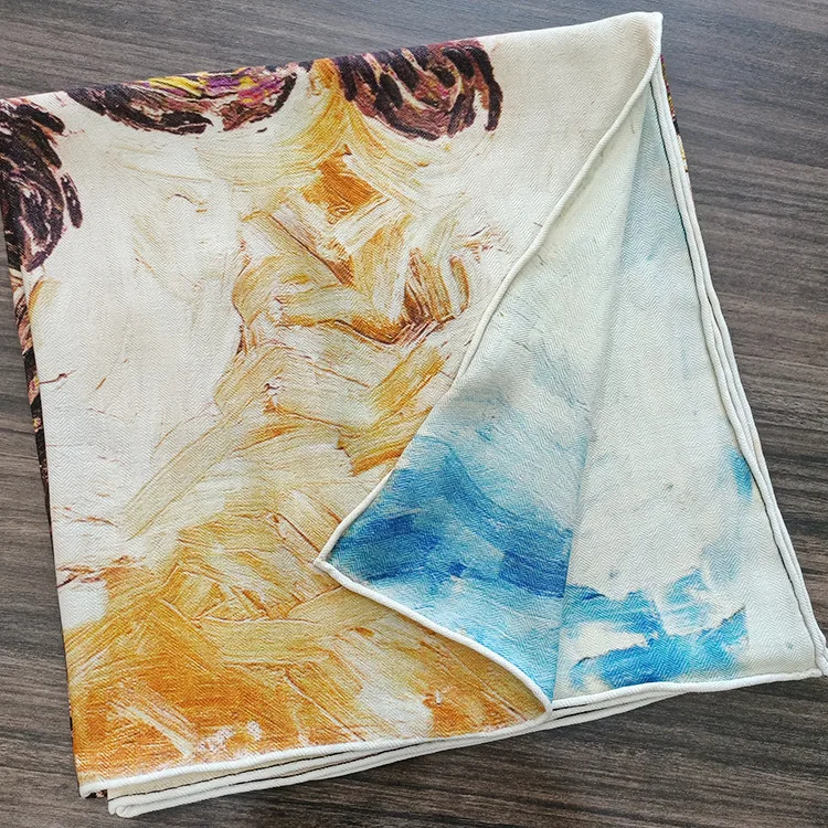 Van Gogh Oil Painting Scarf Women Winter Shawl Wrap Pashmina 50% Wool 50% Silk Blended Hand Rolled Edges 140*140cm 
Van Gogh Oil Painting Scarf Women Winter Shawl Wrap Pashmina 50% Wool 50% Silk Blended Hand Rolled Edges 140*140cm