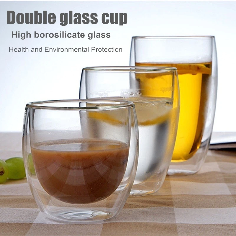 Стеклянные кружки с двойными стенками чашка для кофе молока пива Vaso прозрачная