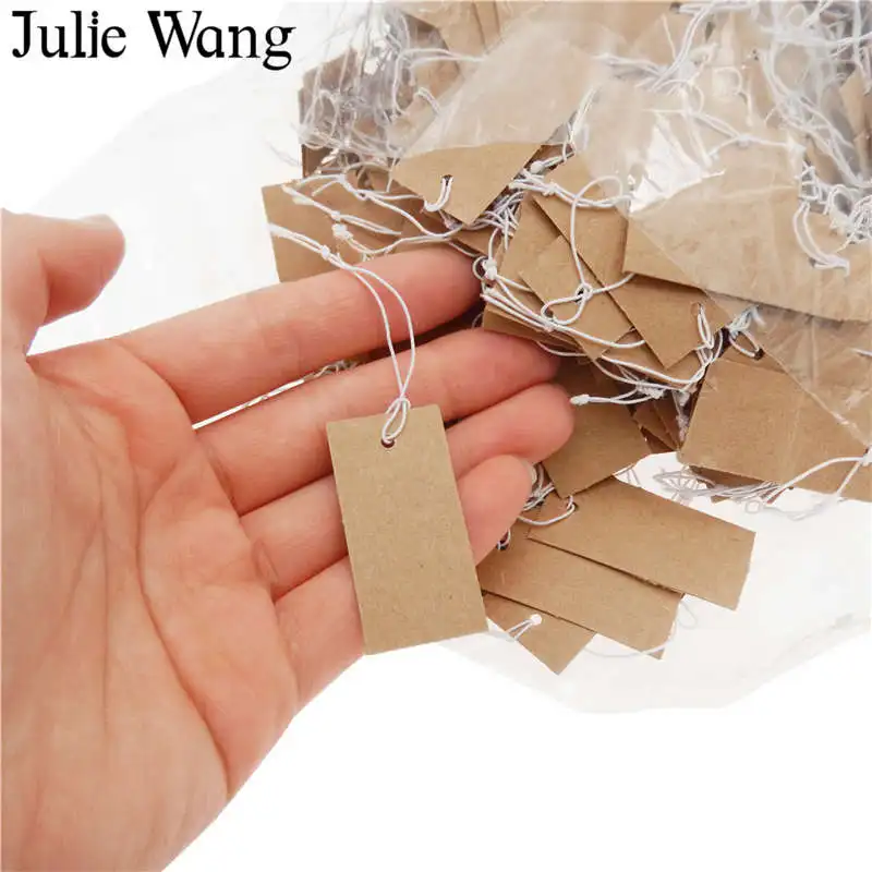 Julie Wang 1000 шт 4*2 см бирка с веревочной бумагой пустые ювелирные открытки картонная