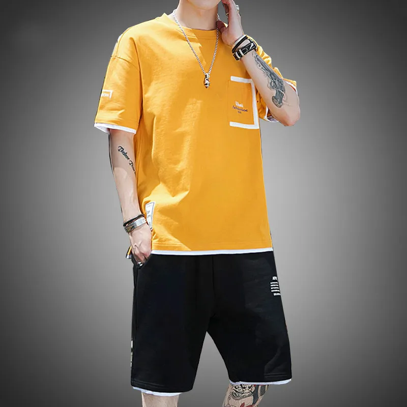Casual Male Tracksuit Clothing Summer Men Set Sporting Suits Short Sleeve T Shirt + Shorts 2 Piece Set 2020 Men's Fashion Brand
Casual Male Tracksuit Clothing Summer Men Set Sporting Suits Short Sleeve T Shirt + Shorts 2 Piece Set 2020 Men's Fashion Brand