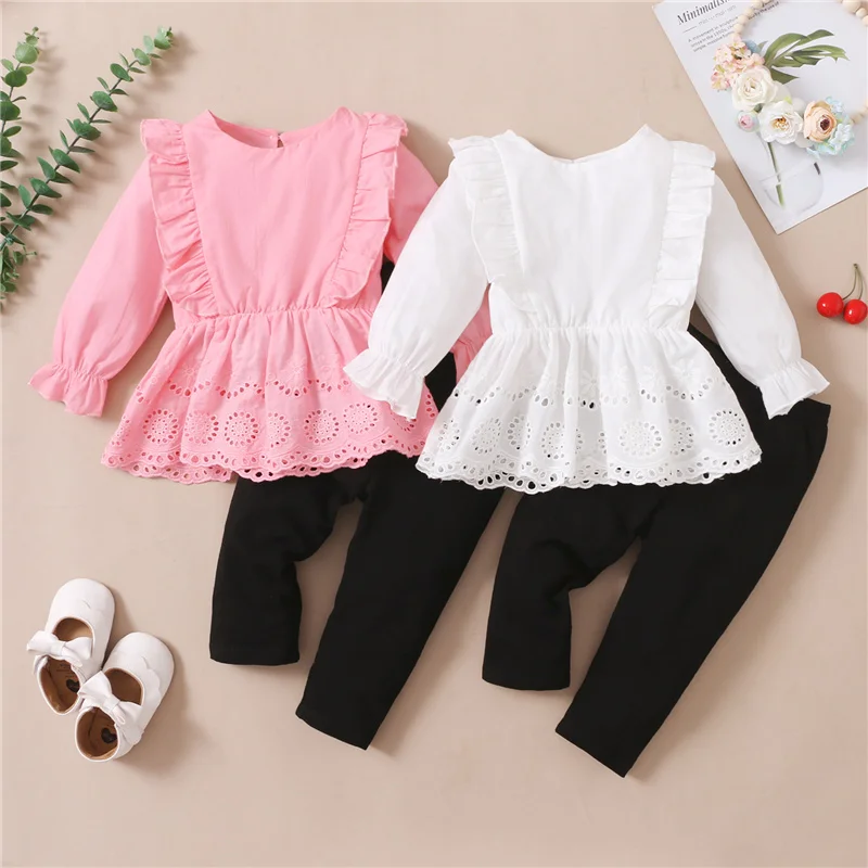 Toddler Baby Girls Sweet Casual Clothes Set Hollow-out Floral Long Sleeve O-neck Tops + Solid Elastic Waist Trousers Outfits
Toddler Baby Girls Sweet Casual Clothes Set Hollow-out Floral Long Sleeve O-neck Tops + Solid Elastic Waist Trousers Outfits